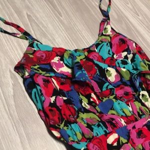 Pink and blue A-line dress